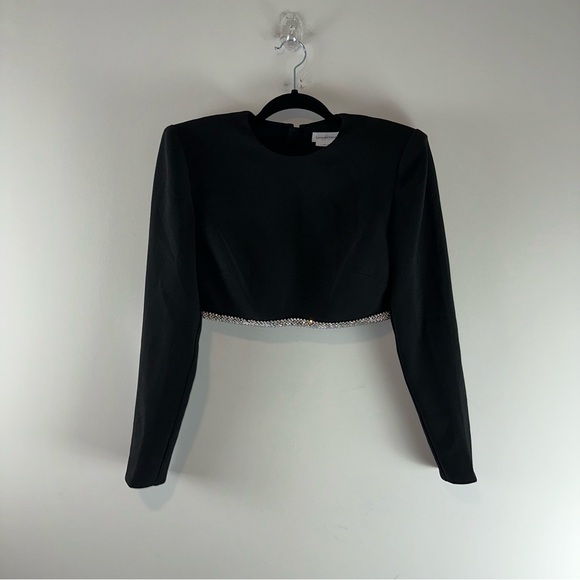Lovers and Friends x Rachel Cosette Rhinestone Trimmed Black Crop Top Size S - Picture 1 of 12